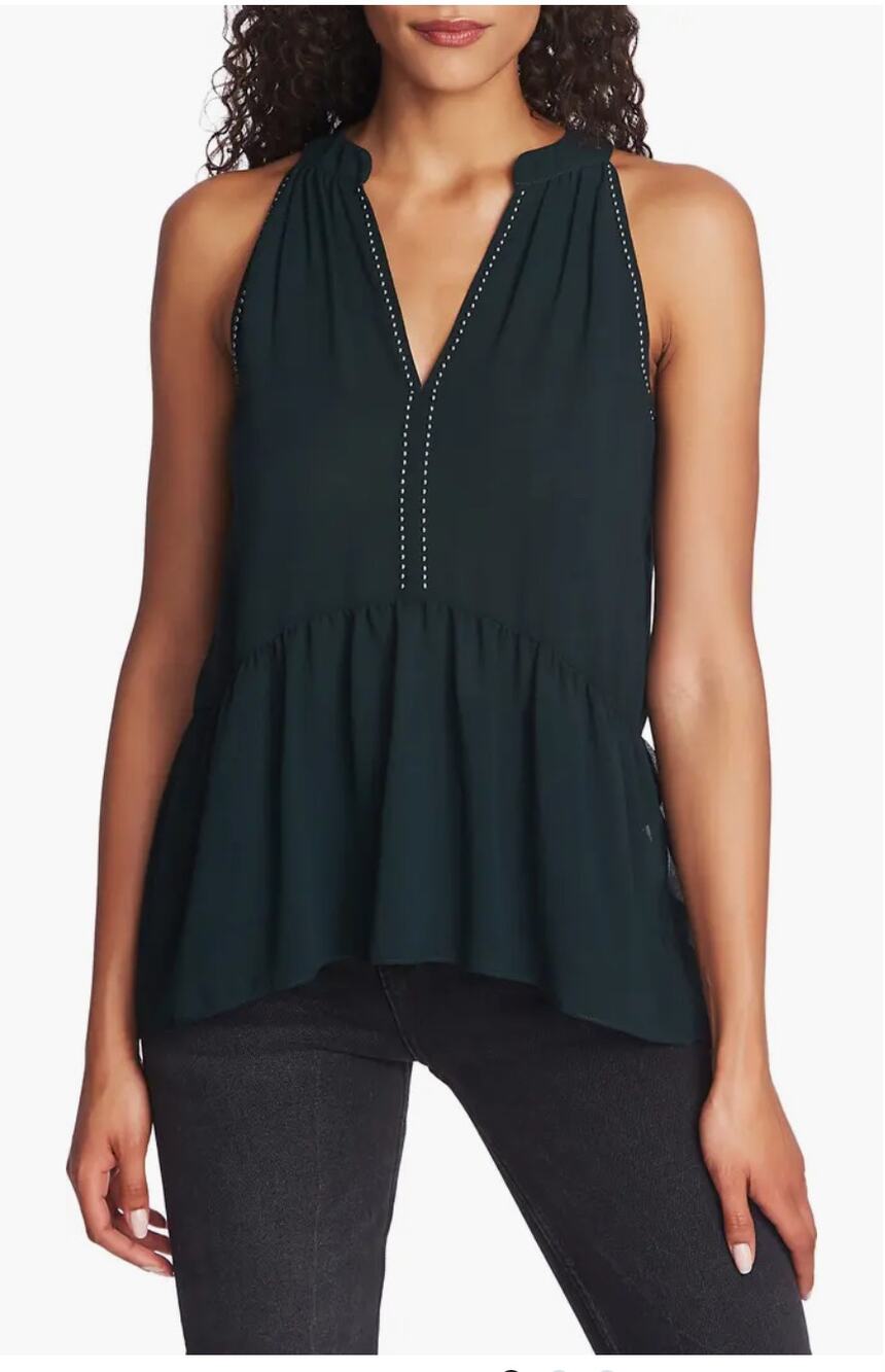 1.State Stud Detail Sleeveless Top Forest Green M